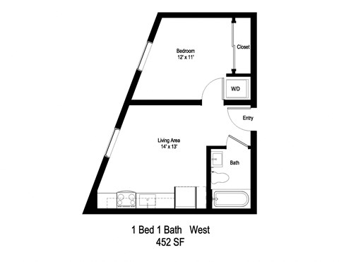 1-Bed - West Floor Plan at Moraine, Tacoma, 98402